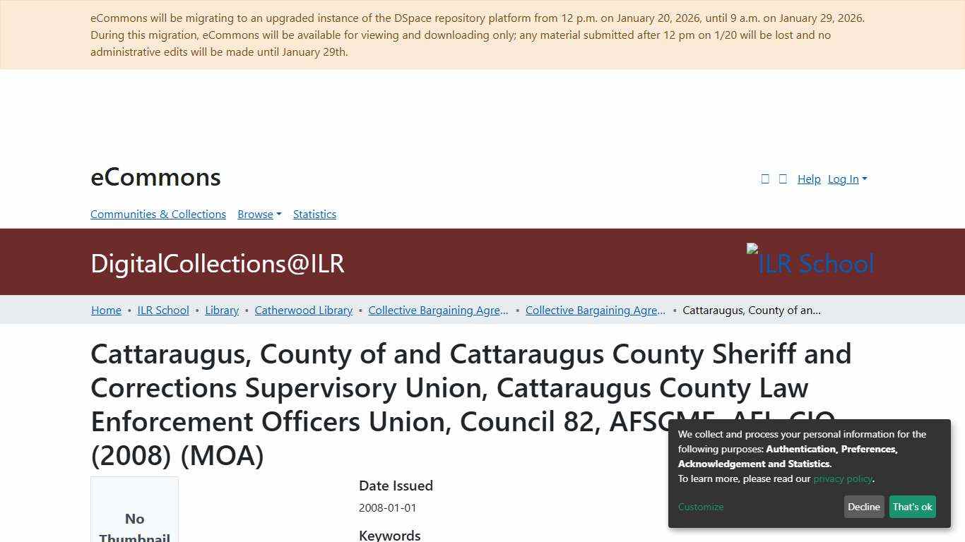 Cattaraugus, County of and Cattaraugus County Sheriff and Corrections Supervisory Union, Cattaraugus County Law Enforcement Officers Union, Council 82, AFSCME, AFL-CIO (2008) (MOA)